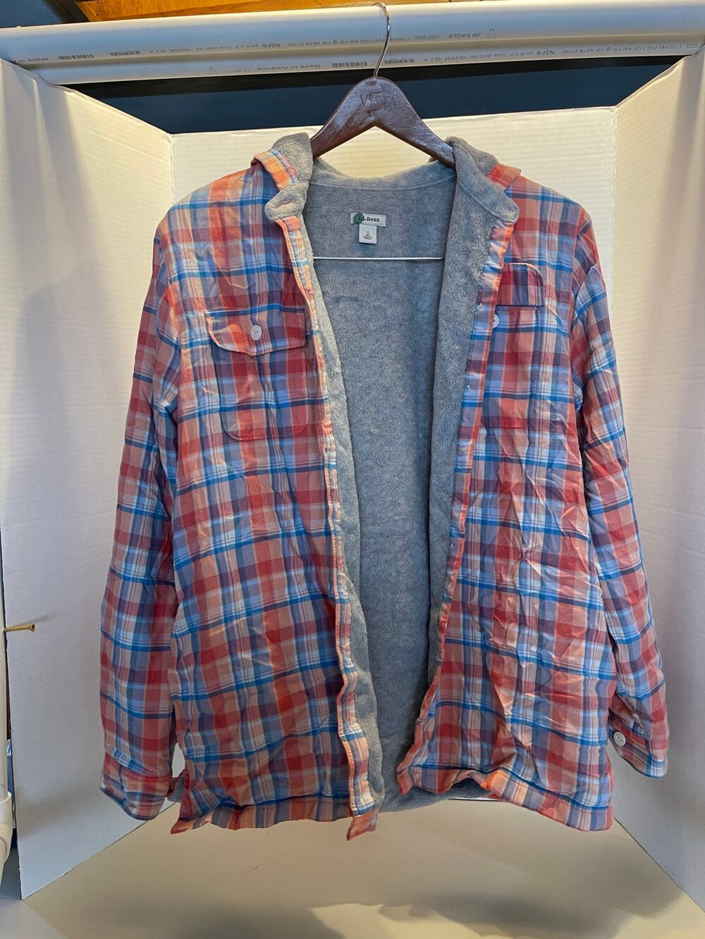 L.L Bean Plaid Fleece Lined Button Up Women's Small